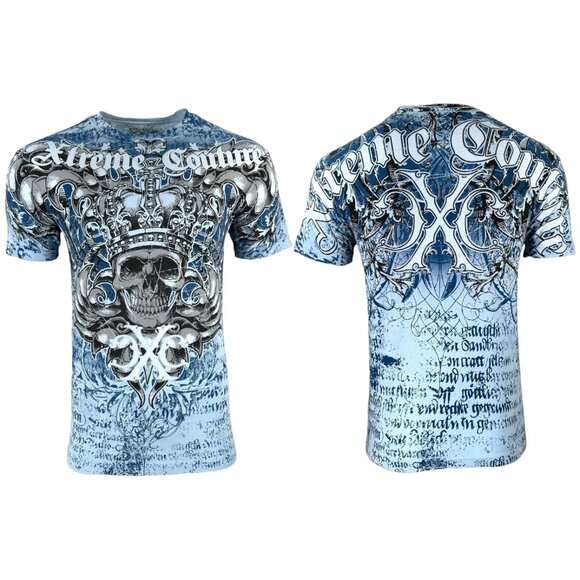 Xtreme Couture by Affliction Men's T-Shirt Crusaders Blue Biker S-2XL - Picture 2 of 10